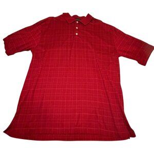 Tommy Hilfiger Red Polo Shirt w/White Grid Check Pattern Men's Size XL (READ)